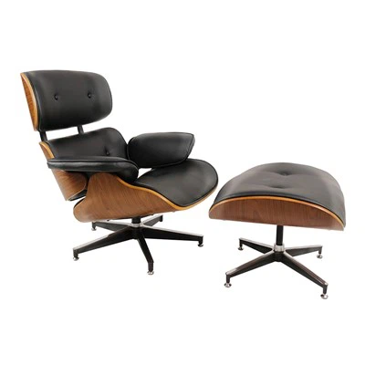 Mid-Century Modern Lounge Chair With Ottoman